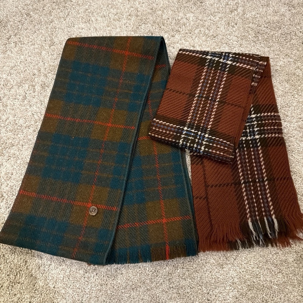 Vintage Men's 100% Wool Muffler Scarf Lot Of 2